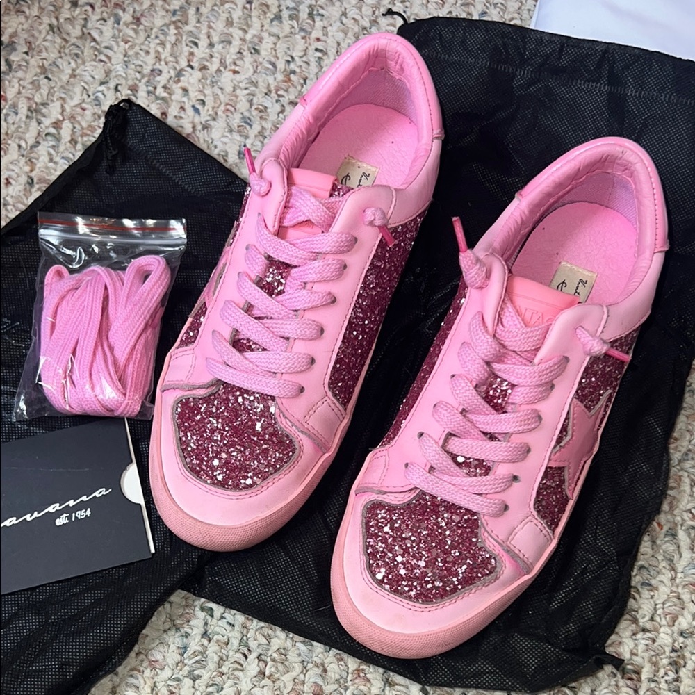 Vintage Havana Pink Alexis Glitter Sneakers Shoes size 8